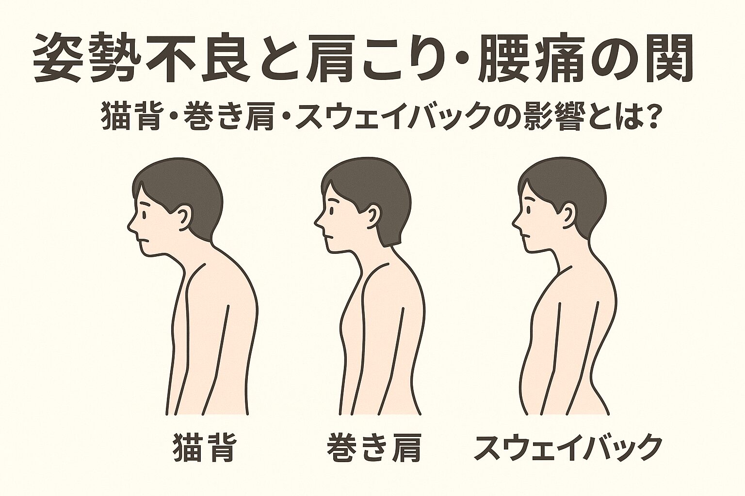 姿勢不良と肩こり・腰痛の関係｜猫背・巻き肩・スウェイバックの影響とは？